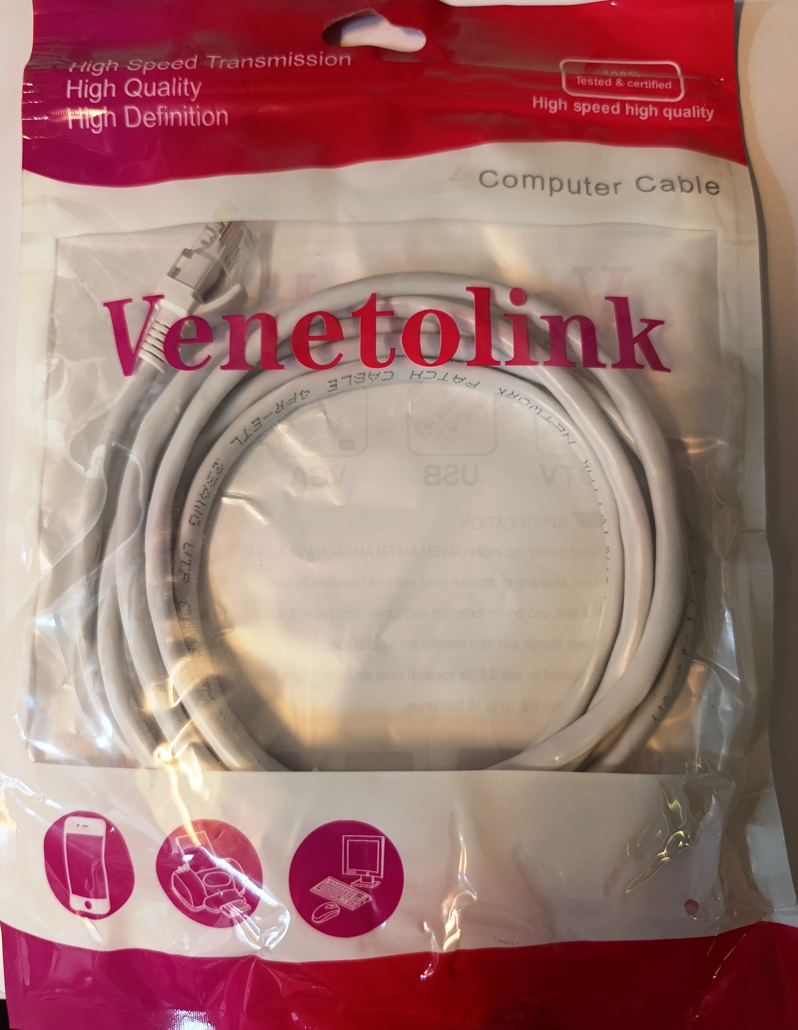 کابل شبکه  venetolink  cat6  2m