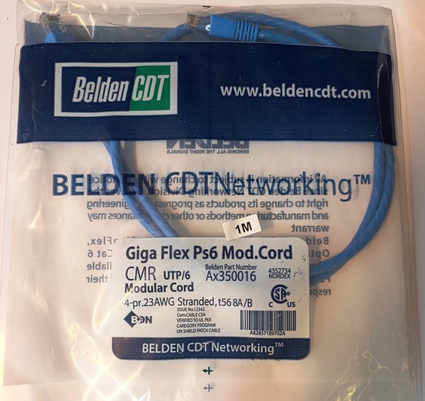 کابل شبکه  1 متری belden CAT 6 UTP