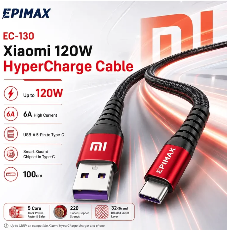 کابل شارژ اپیمکس EC-130 Xiaomi HyperCharge 120W