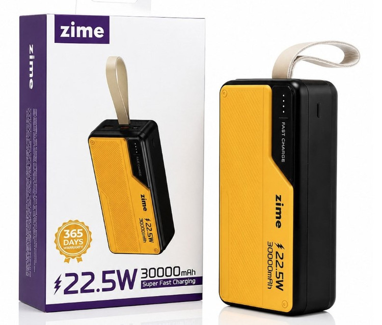 پاوربانک zime مدل B13 ظرفیت ۳۰ هزار میلی آمپر ،فست شارژ ،با توان 22.5 وات